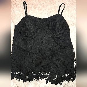 Black lace corset style top